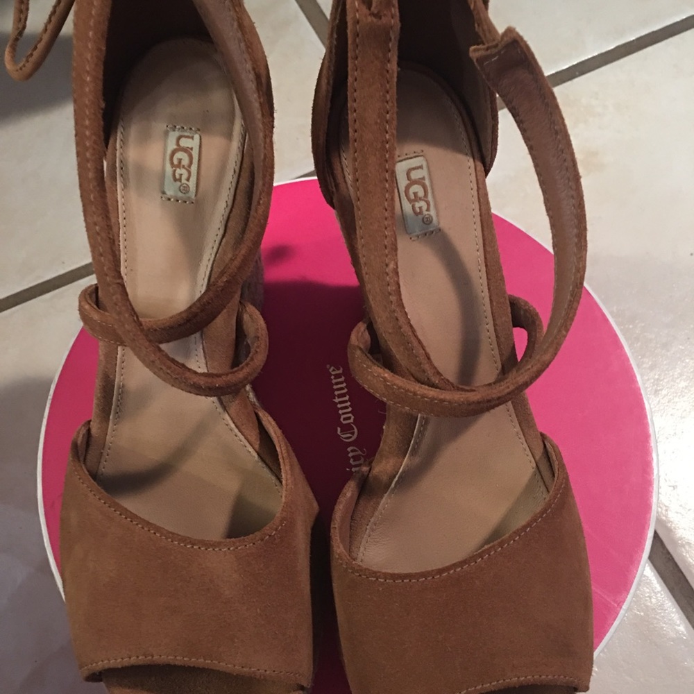 UGG high hells brown shoes